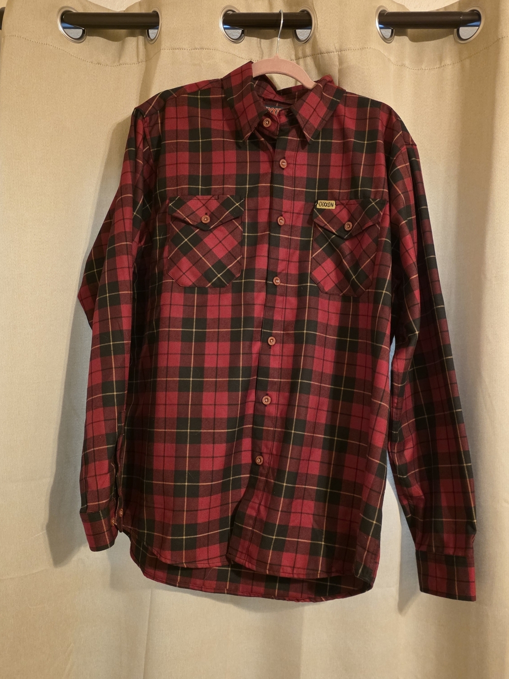 DIXXON "The Ralphie" Size Large Red & Green Plaid Button-Down Flannel